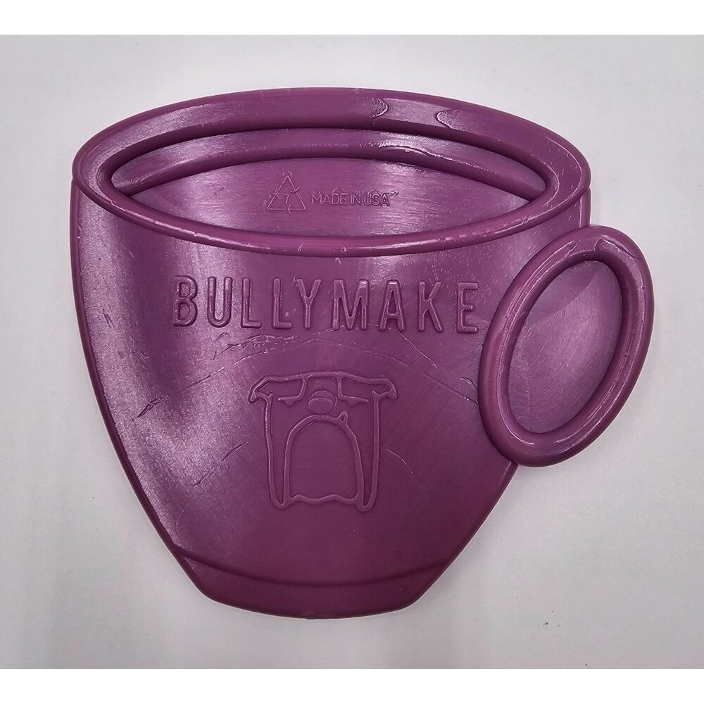 NWOT Bullymake Durable Tough Chewer Dog Toy Coffee Cup Shape Purple Made In USA